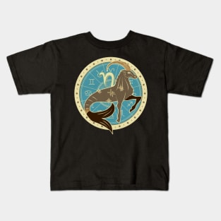 Vintage Capricorn Zodiac Art Kids T-Shirt